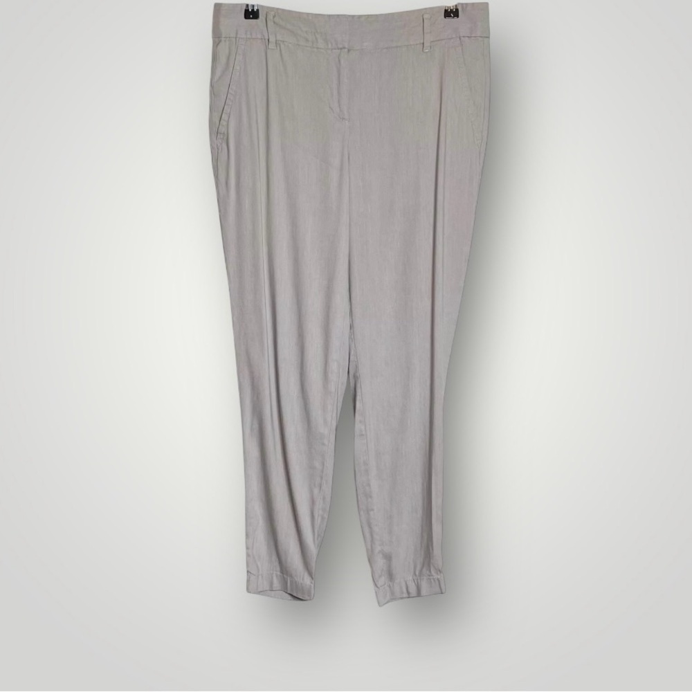 Ann Taylor Ankle Trouser Pants Size 8 Linen Blend Hook & Bar Zipper Closure Gray - Picture 2 of 9